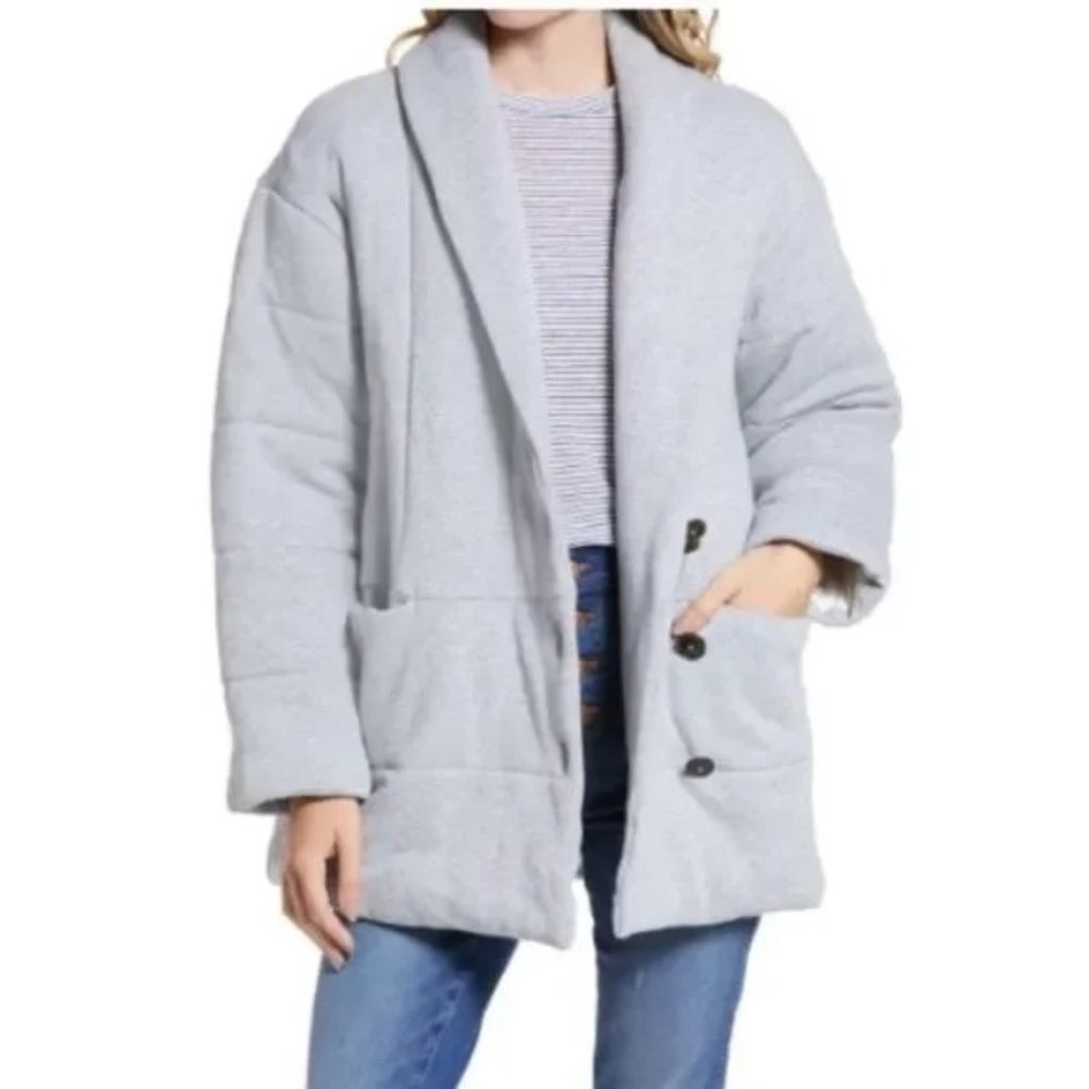 Madewell Women's Puffer Sweatshirt Coat Grey M